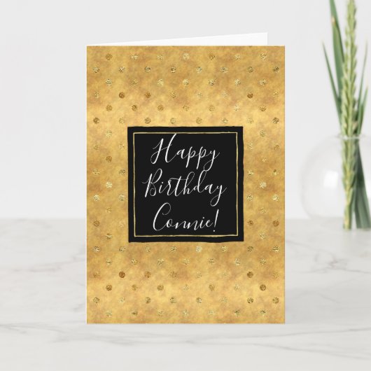 Chic Gold Dots Geburtstag Karte (Vorderseite)