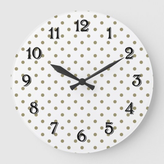 Chic Gold Dots Große Wanduhr (Vorderseite)