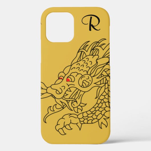 Chic Gold Dragon Monogram Case-Mate iPhone Case (Rückseite)