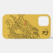 Chic Gold Dragon Monogram Case-Mate iPhone Case (Rückseite (Horizontal))
