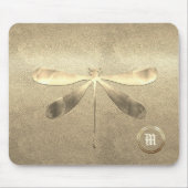 Chic Gold Dragonfly Mit Monogramm Mousepad (Vorne)