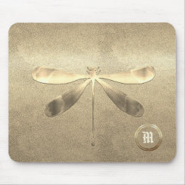 Chic Gold Dragonfly Mit Monogramm Mousepad