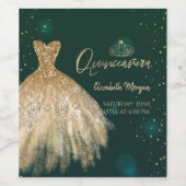 Chic Gold Dress Tiara, Diamonds Green Quinceañera Weinetikett (Einzelnes Label)