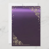 Chic Gold Dress Tiara, Diamonds Lila Quinceañera Einladung (Rückseite)