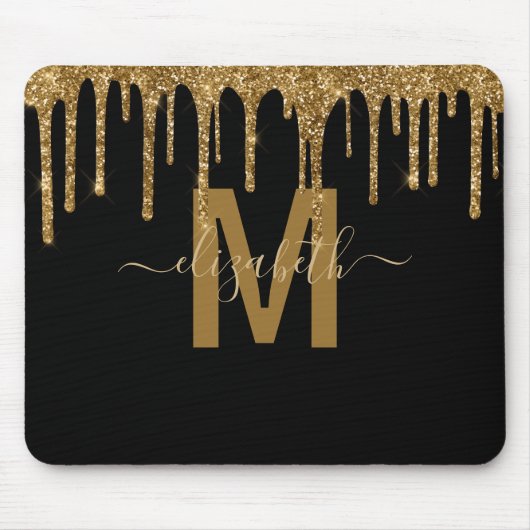 Chic Gold Drilling Monogram Name Mousepad (Vorne)