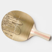 Chic Gold Dripping Glitzer Brushed Metal Monogram Tischtennis Schläger (Seitenansicht)