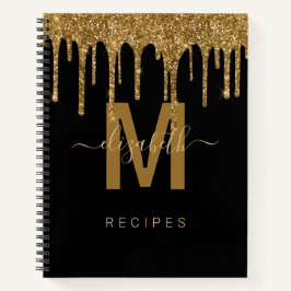Chic Gold Dripping Glitzer Monogram Rezept Notizblock