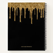 Chic Gold Dripping Glitzer Monogram Rezept Notizblock (Rückseite)