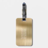 Chic Gold Driving Glitzer Brush Metal Monogram Gepäckanhänger (Rückseite vertikal)