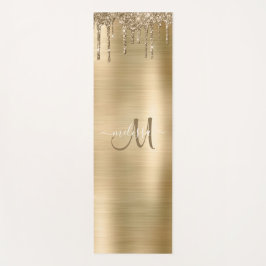 Chic Gold Driving Glitzer Brush Metal Monogram Yogamatte