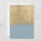 Chic Gold Dusty Blue Glitzer Confetti Birthday Einladung (Rückseite)