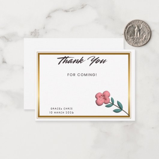Chic Gold Edge Thank You Note | Customizable Event Mitteilungskarte (Vorderseite/Rückseite Beispiel)