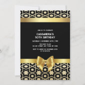 Chic Gold Egypt Geometric Gold Bow Black Birthday Einladung (Vorderseite)
