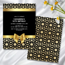 Chic Gold Egypt Geometric Gold Bow Black Birthday