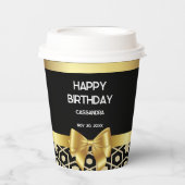 Chic Gold Egypt Geometric Gold Bow Happy Birthday Pappbecher (Vorderseite)