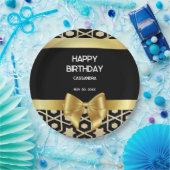 Chic Gold Egypt Geometric Gold Bow Happy Birthday Pappteller (Party)