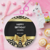 Chic Gold Egypt Geometric Gold Bow Happy Birthday Pappteller (Party)