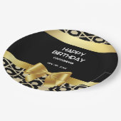 Chic Gold Egypt Geometric Gold Bow Happy Birthday Pappteller (Schrägansicht)