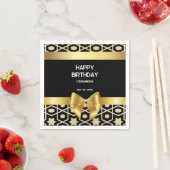 Chic Gold Egypt Geometric Gold Bow Happy Birthday Serviette (Beispiel)