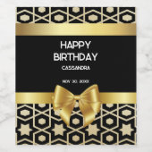 Chic Gold Egypt Geometric Gold Bow Happy Birthday Weinetikett (Einzelnes Label)