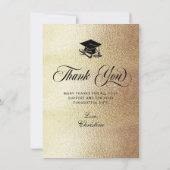 Chic Gold Elegante Black Script Foto Abschluss Dankeskarte (Rückseite)