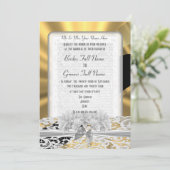 Chic Gold elegante weiße Spitzen Hochzeit Einladung (Stehend Vorderseite)