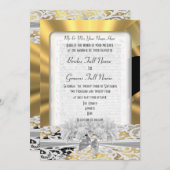 Chic Gold elegante weiße Spitzen Hochzeit Einladung (Vorne/Hinten)