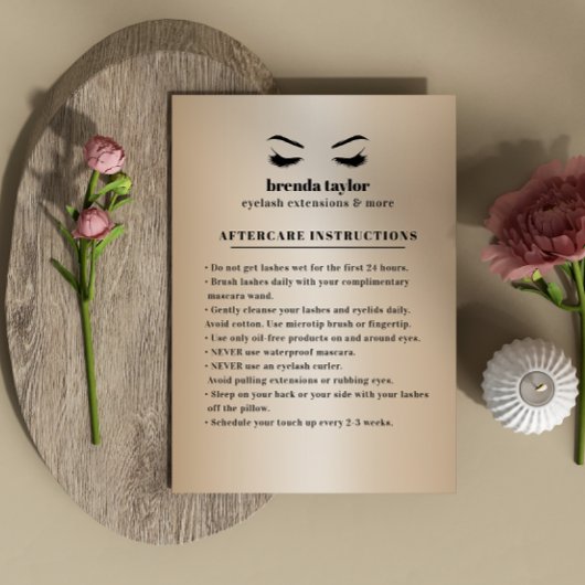 Chic Gold Eyelash Browbar Aftercare Instructions Visitenkarte