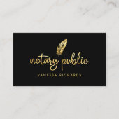 Chic Gold Feather Notary Name Modernes Script QR Visitenkarte (Vorderseite)