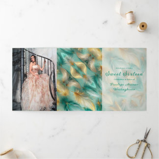 Chic Gold Feathers Sweet 16 Party Einladungen
