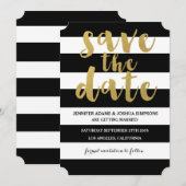 Chic Gold | Fettschwarzer Streifen Save the Date (Vorne/Hinten)