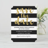 Chic Gold | Fettschwarzer Streifen Save the Date (Stehend Vorderseite)