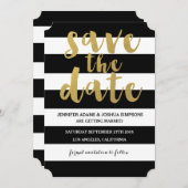 Chic Gold | Fettschwarzer Streifen Save the Date (Vorne/Hinten)