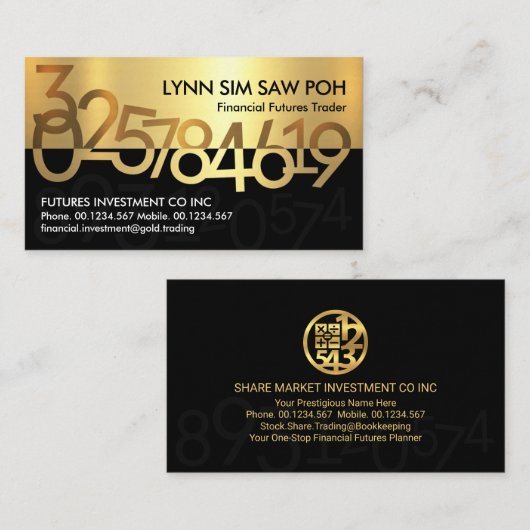 Chic Gold Financial Numbers Stock Visitenkarte (Vorne/Hinten)