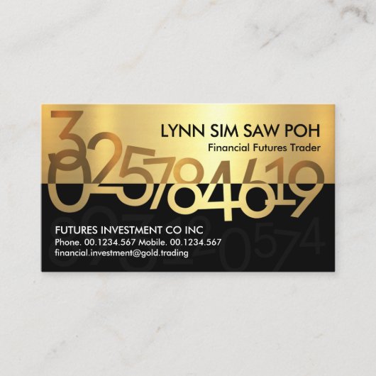 Chic Gold Financial Numbers Stock Visitenkarte (Vorderseite)
