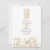 Chic Gold Floral Brautparty Einladung (Vorderseite)
