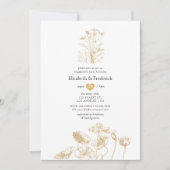 Chic Gold Floral Engagement Party Einladung (Vorderseite)