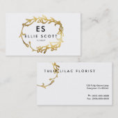 Chic Gold Floral Frame | Eigenes Geschäft Visitenkarte (Vorne/Hinten)