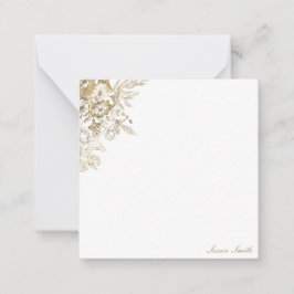 Chic Gold Floral Personalisiert Mitteilungskarte
