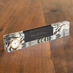 Chic Gold Floral Typografie Namensplakette
