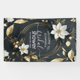 Chic Gold Floral Wreath Brautparty Begrüßungszeich Banner