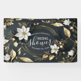 Chic Gold Floral Wreath Brautparty Begrüßungszeich Banner