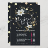 Chic Gold Floral Wreath Wedding Brautparty (Vorne/Hinten)