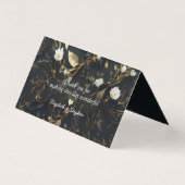 Chic Gold Floral Wreath Wedding Place Tischnummer (Rückseite)