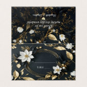 Chic Gold Floral Wreath Wedding Place Tischnummer (Außenseite Aufgefaltet)
