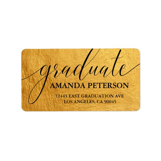 Chic Gold Foil Black Elegante Typografy Graduate Adressaufkleber (Vorne)