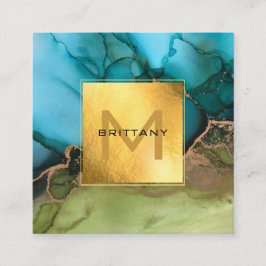 Chic Gold Foil Black und Aquamarine Custom DIY Quadratische Visitenkarte