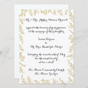 Chic Gold Foil Blätter Einladung Hochzeit