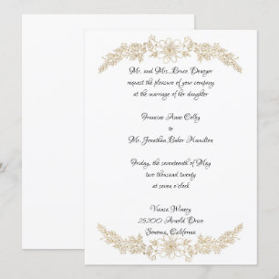 Chic Gold Foil Bloral Wedding Einladung