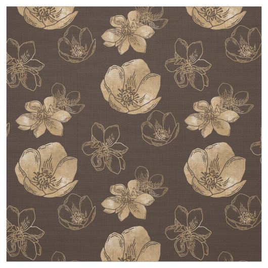 Chic Gold Foil Blumenmuster Stoff (Muster)